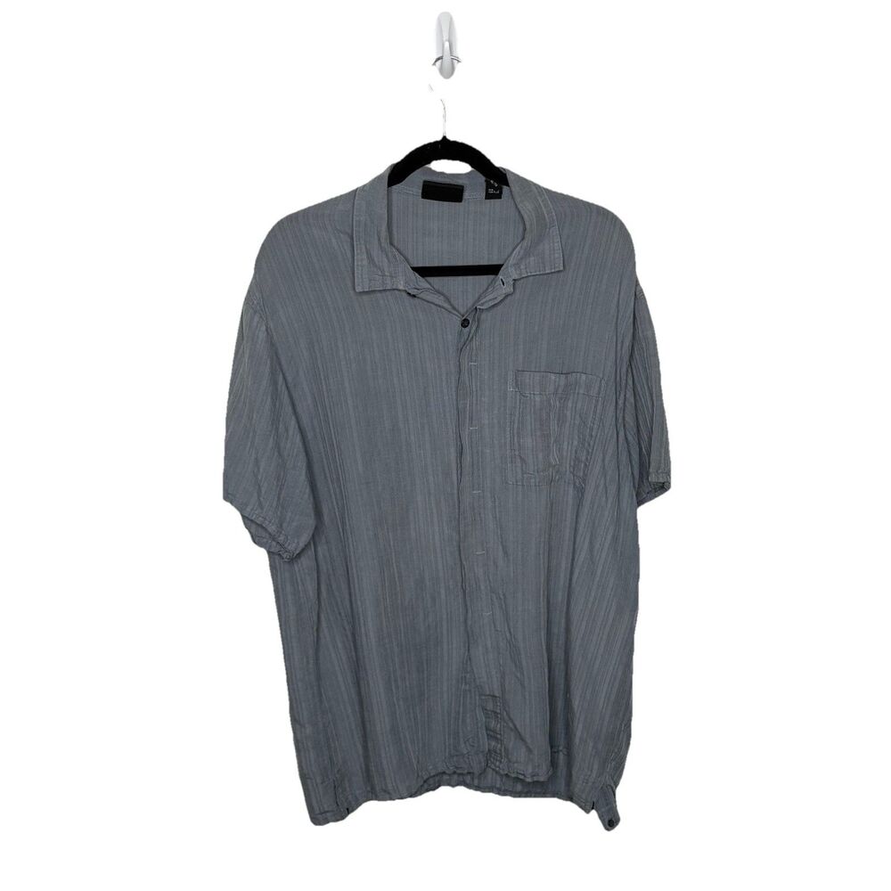 Greg Norman Collection Grey Short Sleeve Linen Blend Button Down Collar Shirt XL